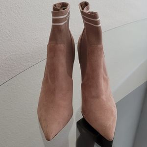 Steve Madden Emilia Brown Blush White Sock Booties